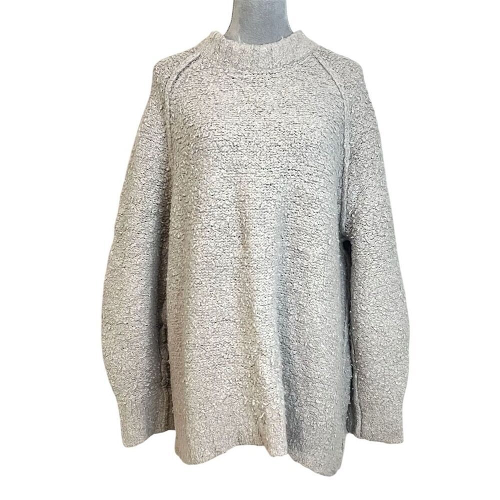 Free People Wool Blend Teddy Sweater Oversized Beige Pullover S Cozy Outdoor - Picture 5 of 16
